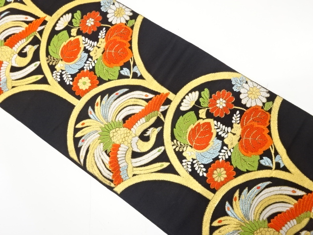 JAPANESE KIMONO / ANTIQUE FUKURO OBI / WOVEN PAULOWNIA & KIKU